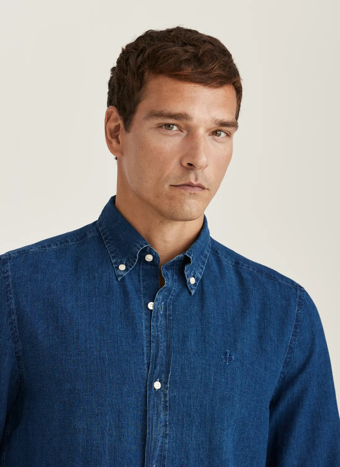 Morris Skjorta Linen Indigo -Classic Fit