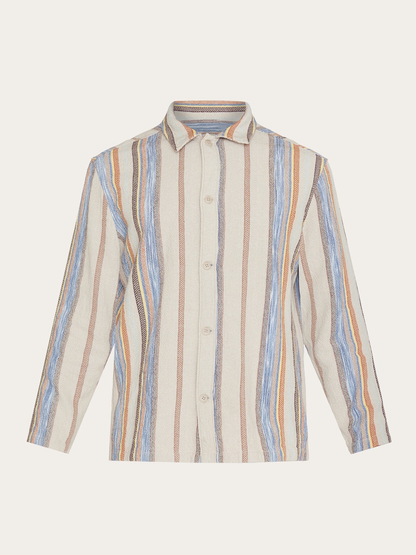 Knowledge Cotton Apparel Overshirts Regular Woven Striped
