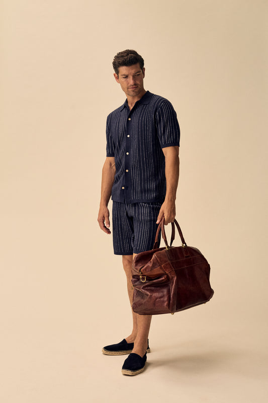 Stenströms Shorts Knitted Striped Hemp / Supima Cotton