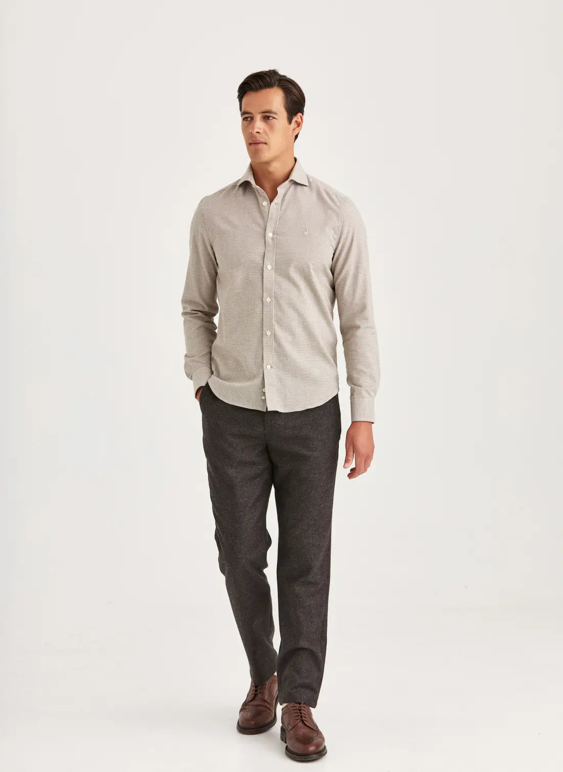 Morris Skjorta Soft Twill Dogtooth -Slim Fit