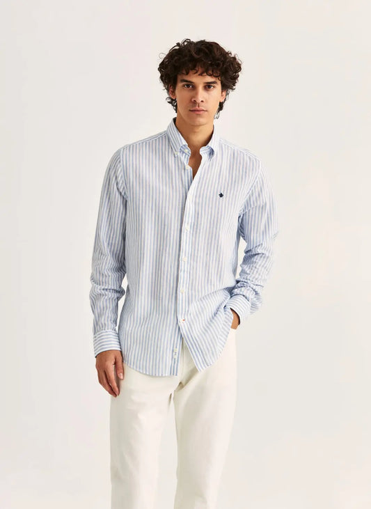 Morris Skjorta Douglas Linen Stripe -Classic Fit