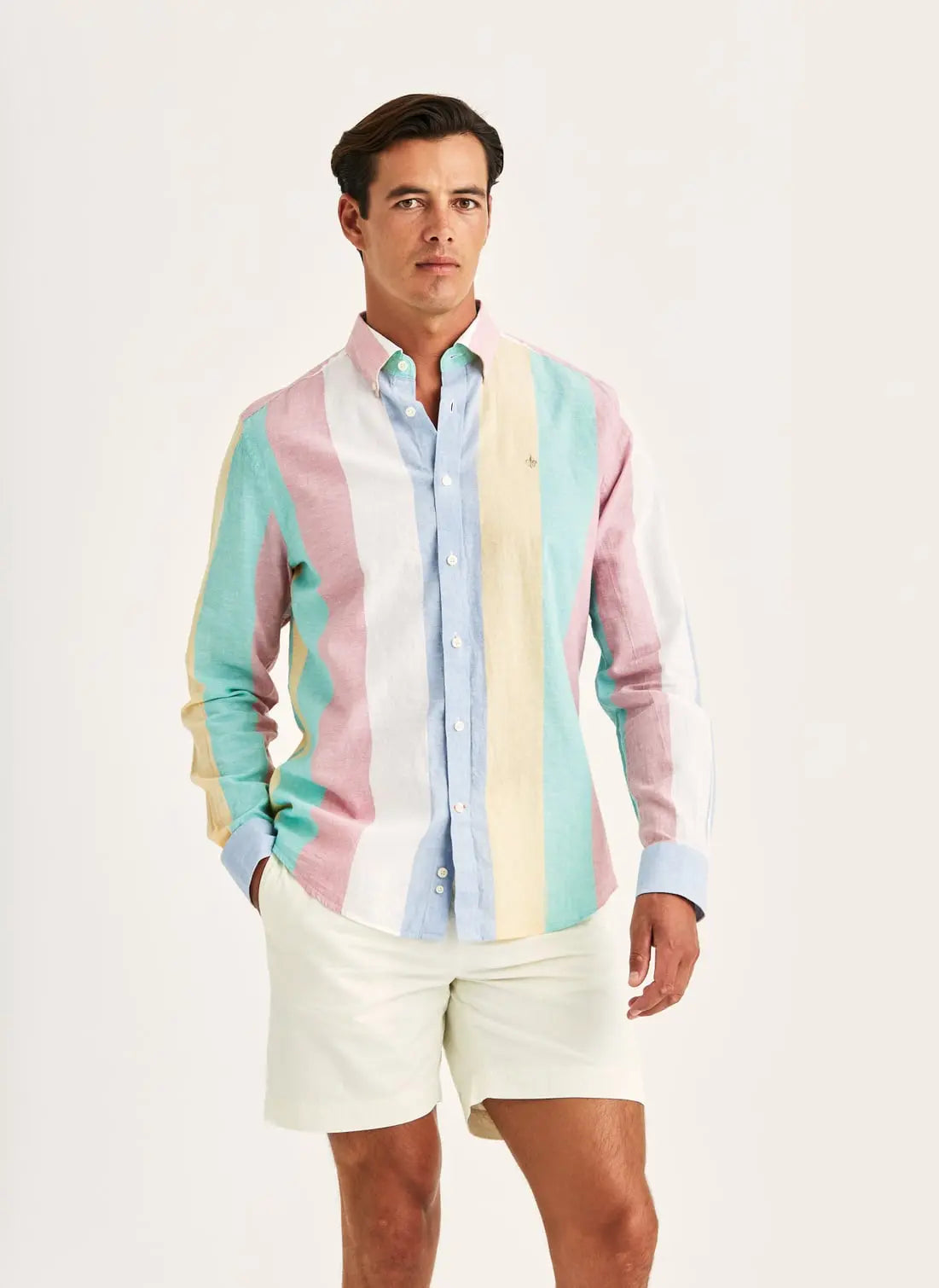Morris Skjorta Happy Linen Stripe -Classic Fit