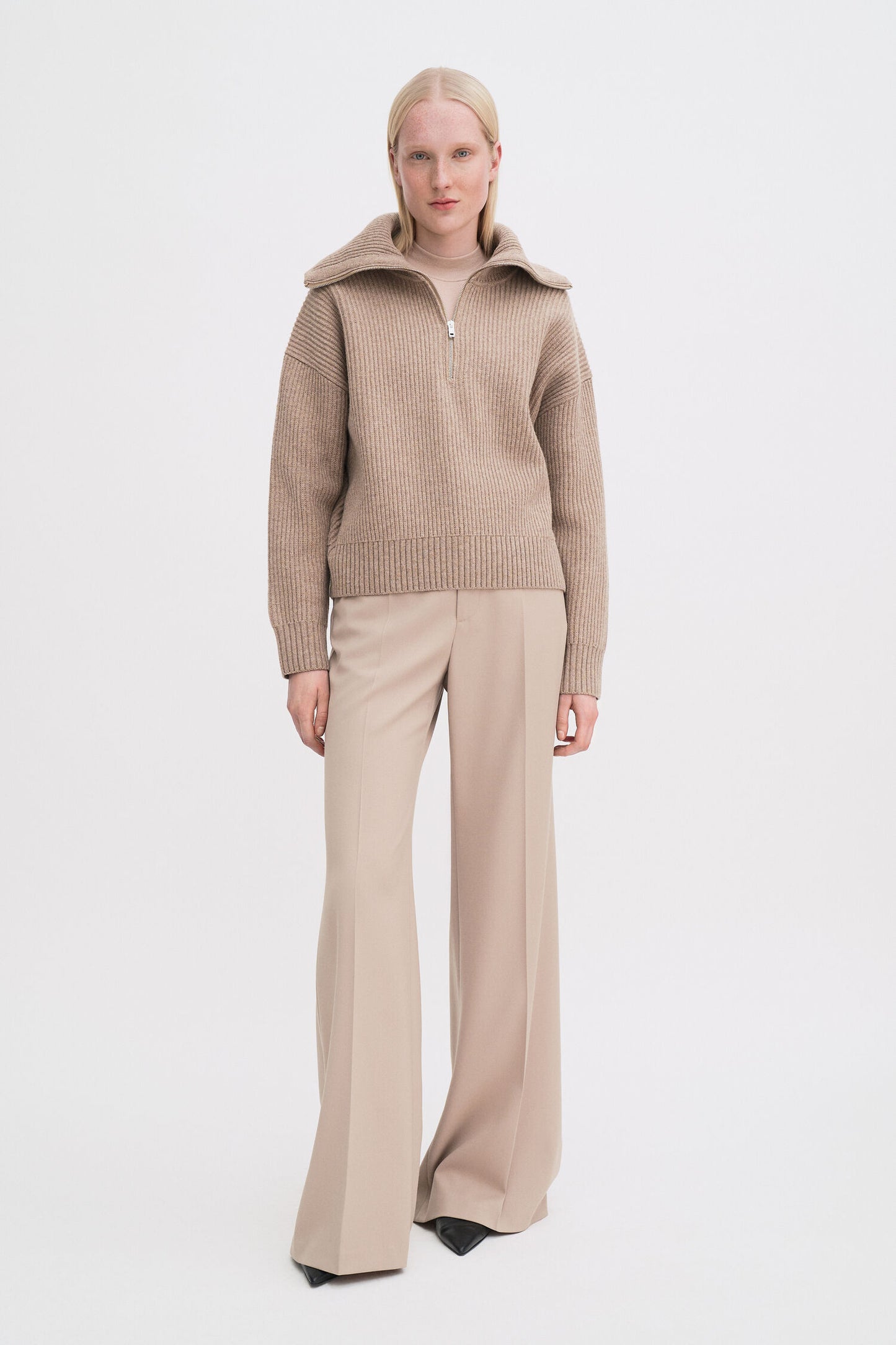 Filippa K Tröja Ribbed Wool Half Zip