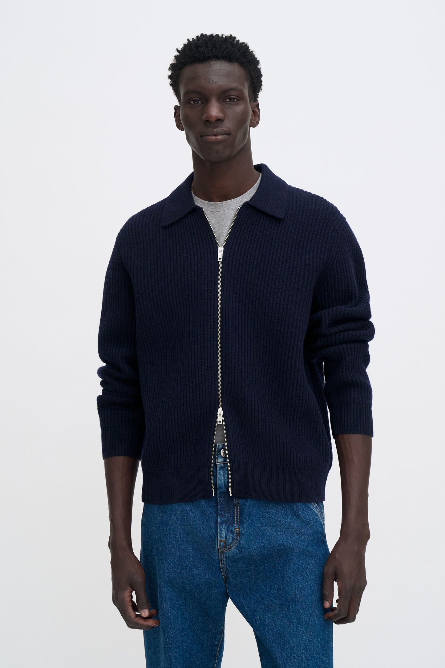 Filippa K Cardigan Ribbed Wool Zip