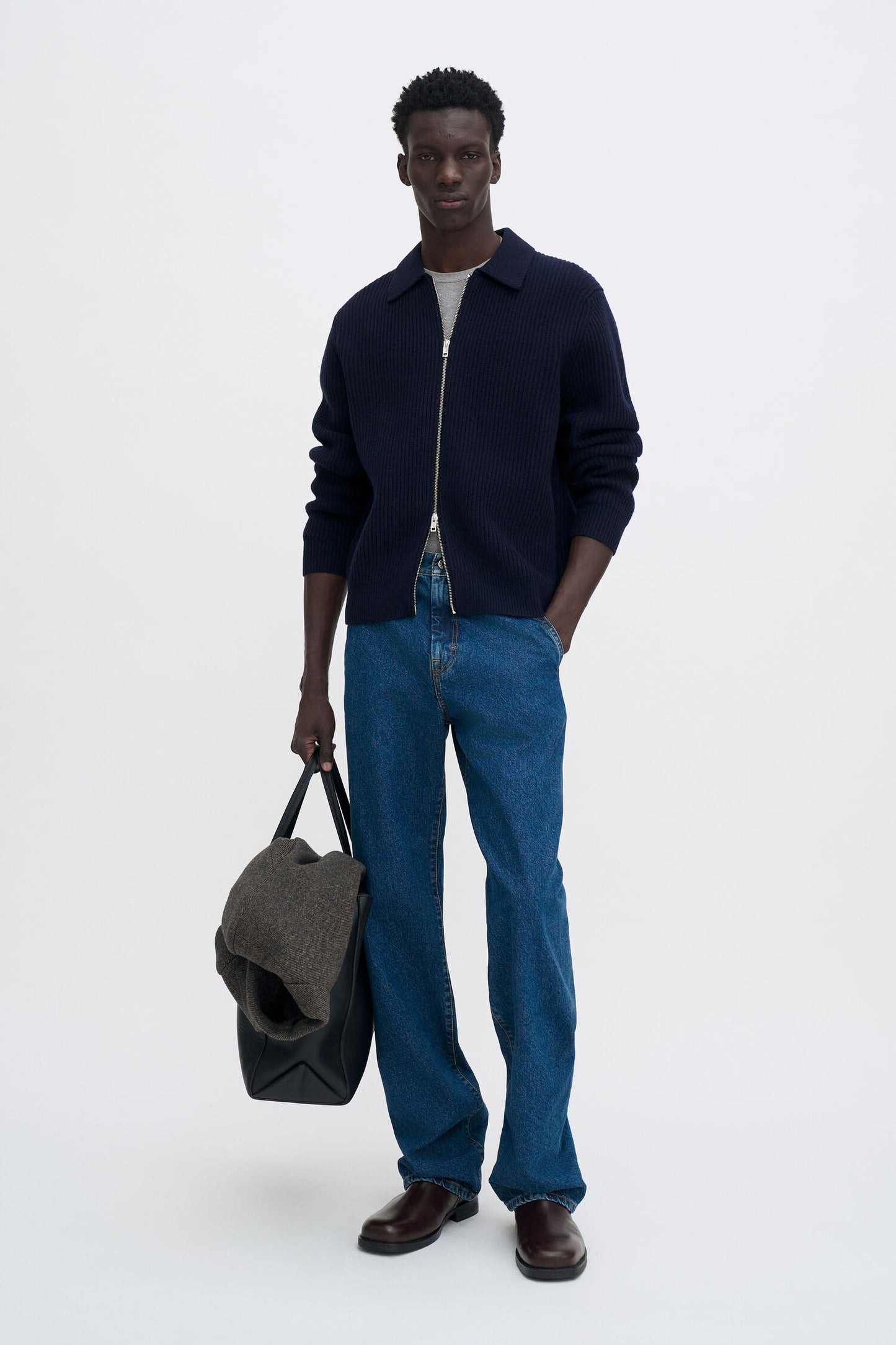 Filippa K Cardigan Ribbed Wool Zip