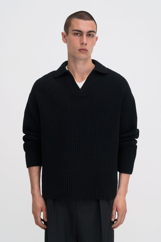 Filippa K Tröja Chunky Ribbed Wool Polo