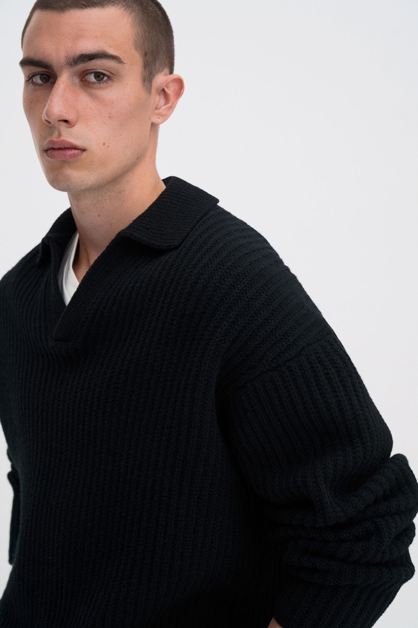 Filippa K Tröja Chunky Ribbed Wool Polo