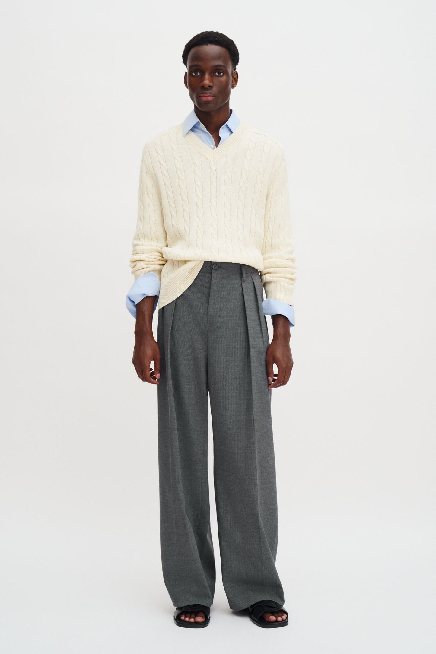 Filippa K Tröja Braided Cotton V-Neck