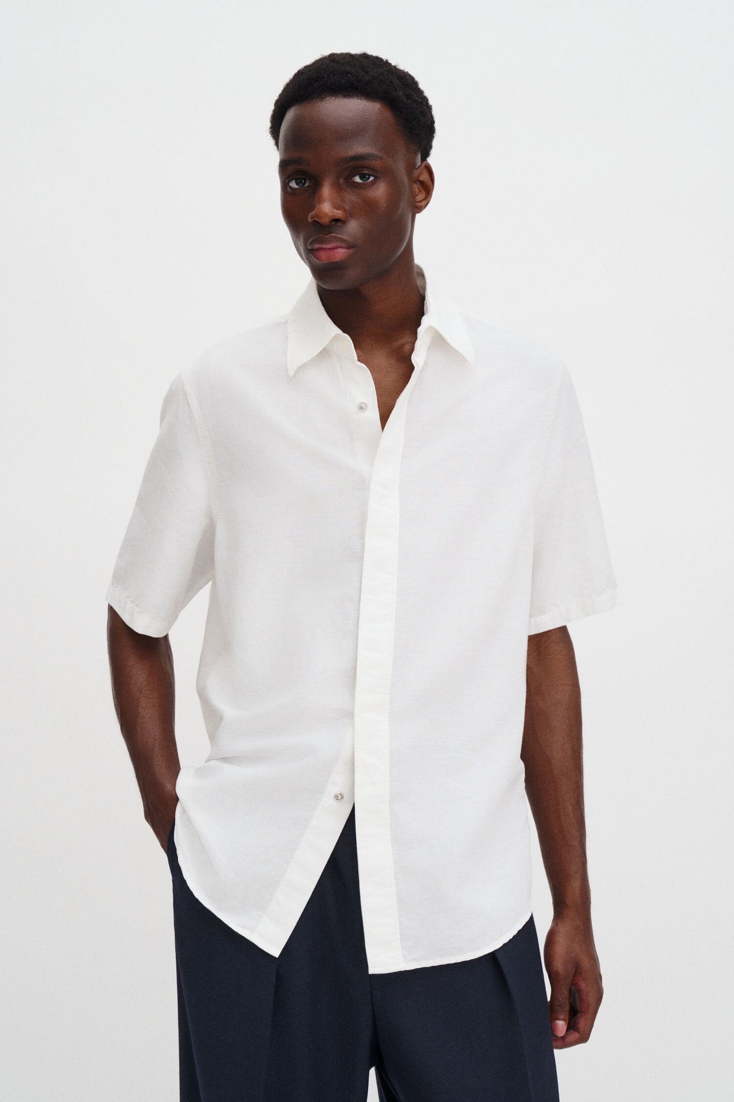 Filippa K Skjorta Cotton Linen Short Sleeve