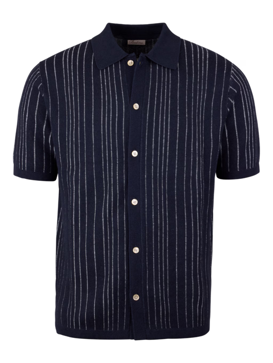 Stenströms Piké Knitted Striped Hemp / Supima Cotton