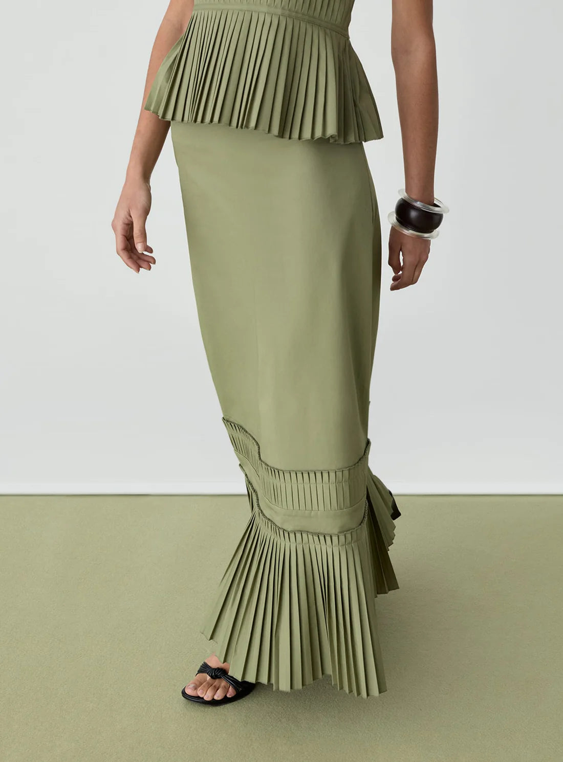 Laagam Kjol Leah Khaki Midi
