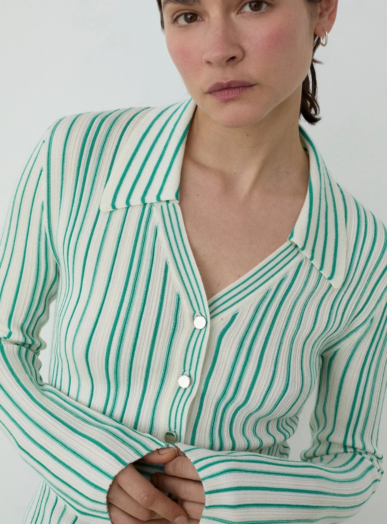 Laagam Topp Giulia Green Striped Knitted