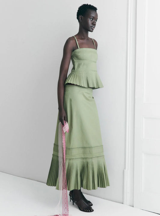 Laagam Kjol Leah Khaki Midi