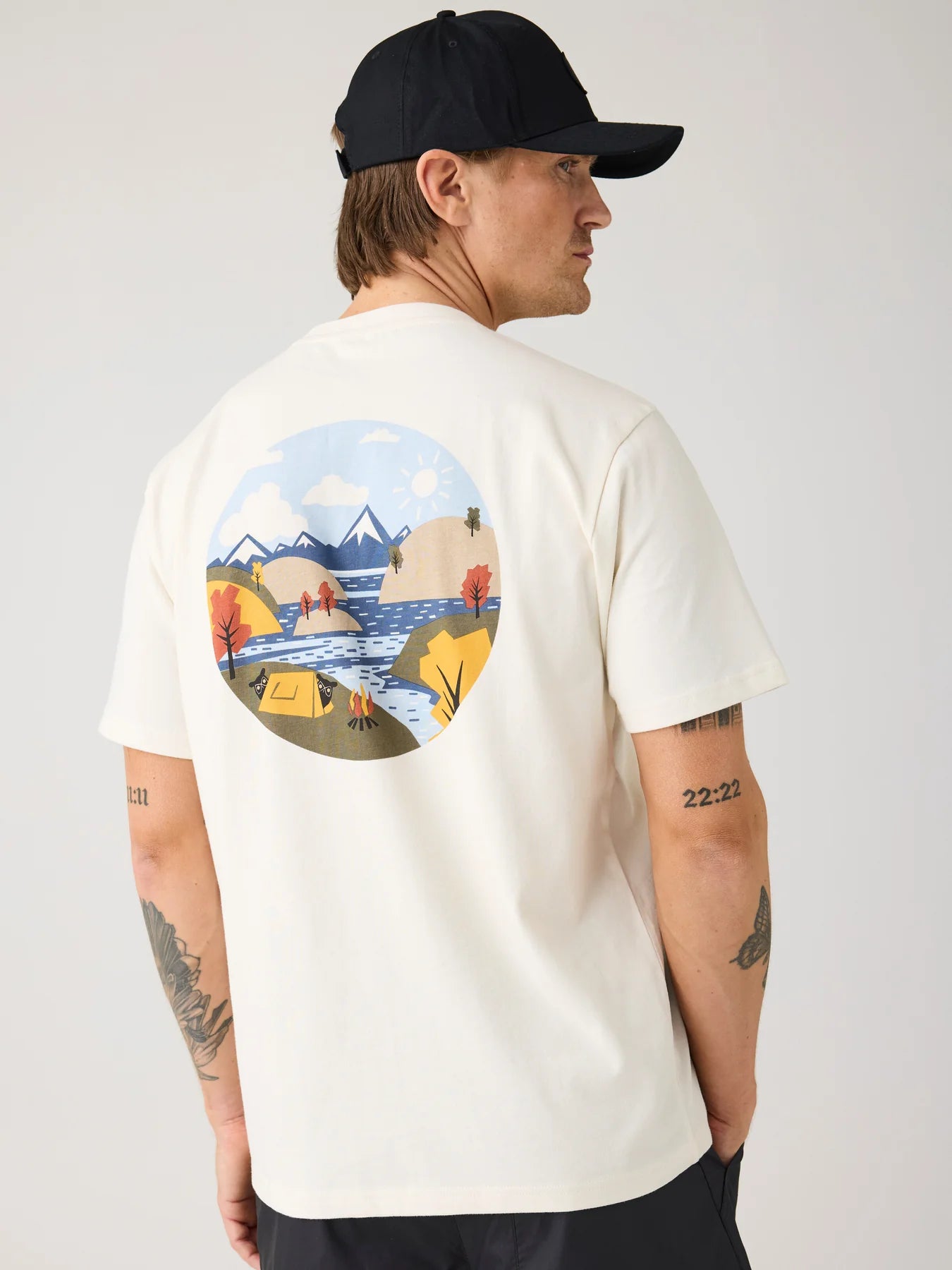 Knowledge Cotton Apparel T-shirt Regular SS Scenery Back Print