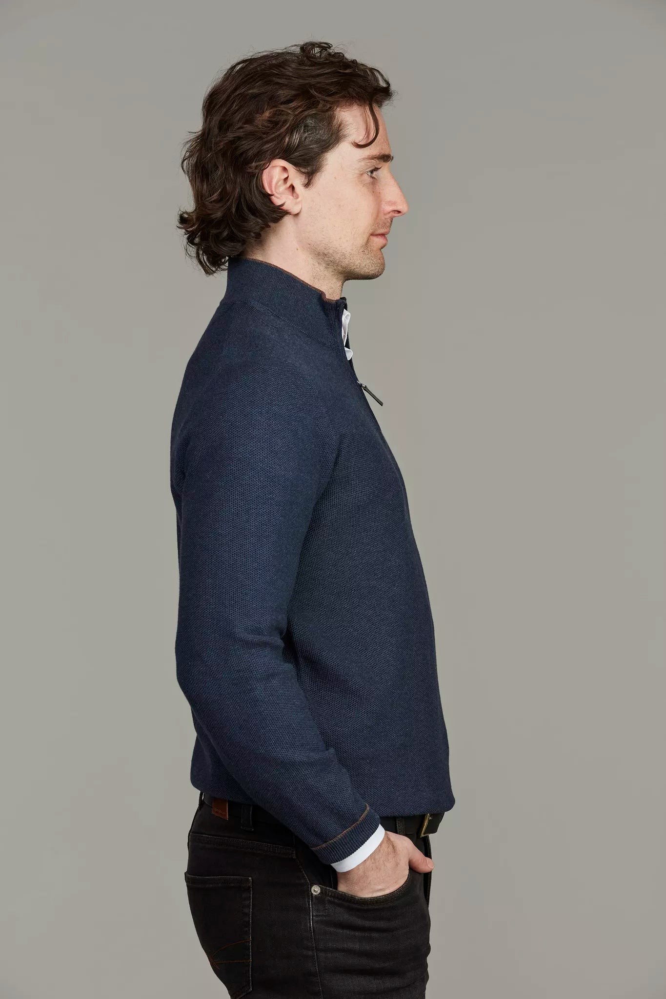 Hansen & Jacob Tröja Half Zip Structure Knit