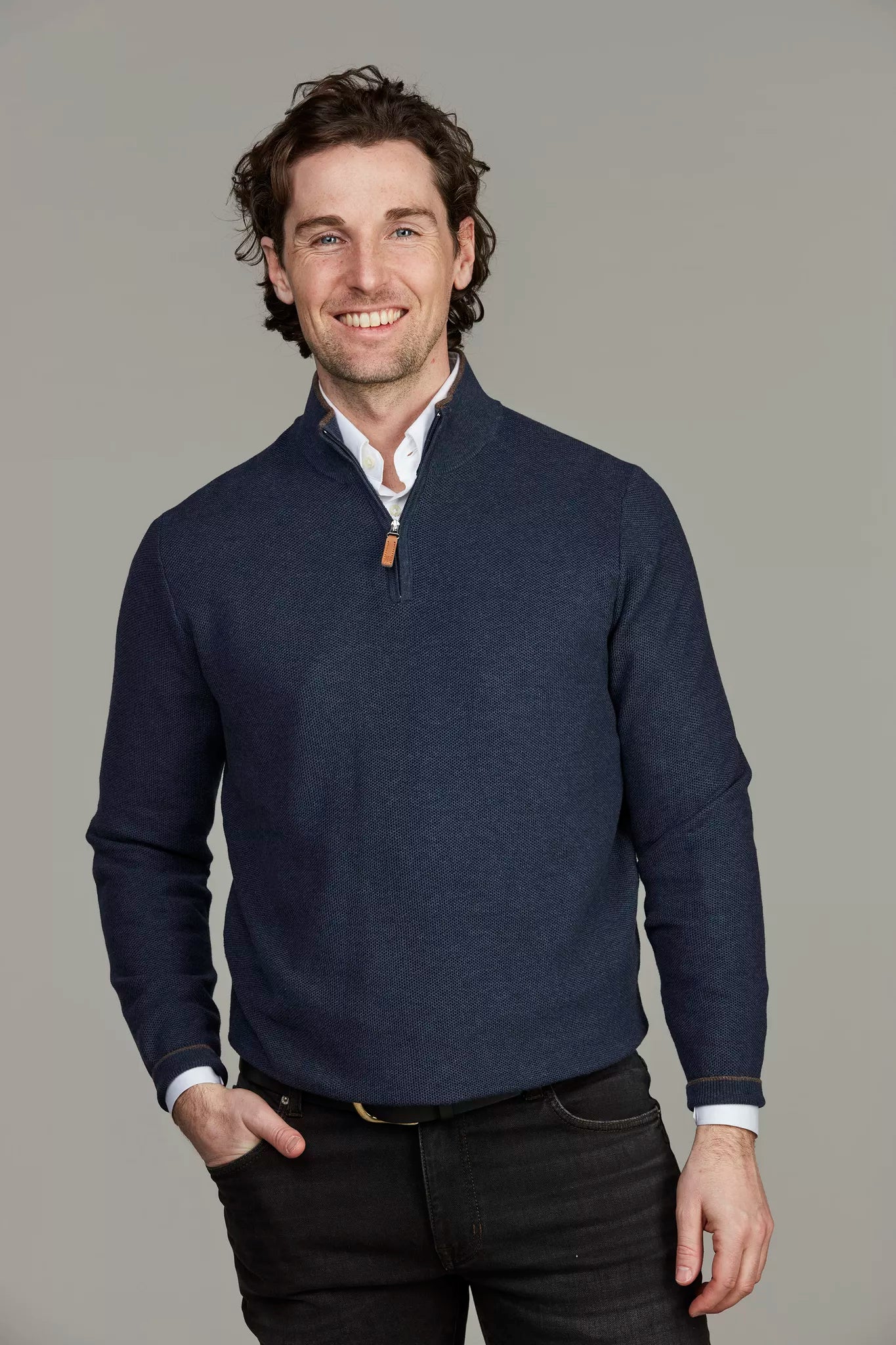 Hansen & Jacob Tröja Half Zip Structure Knit