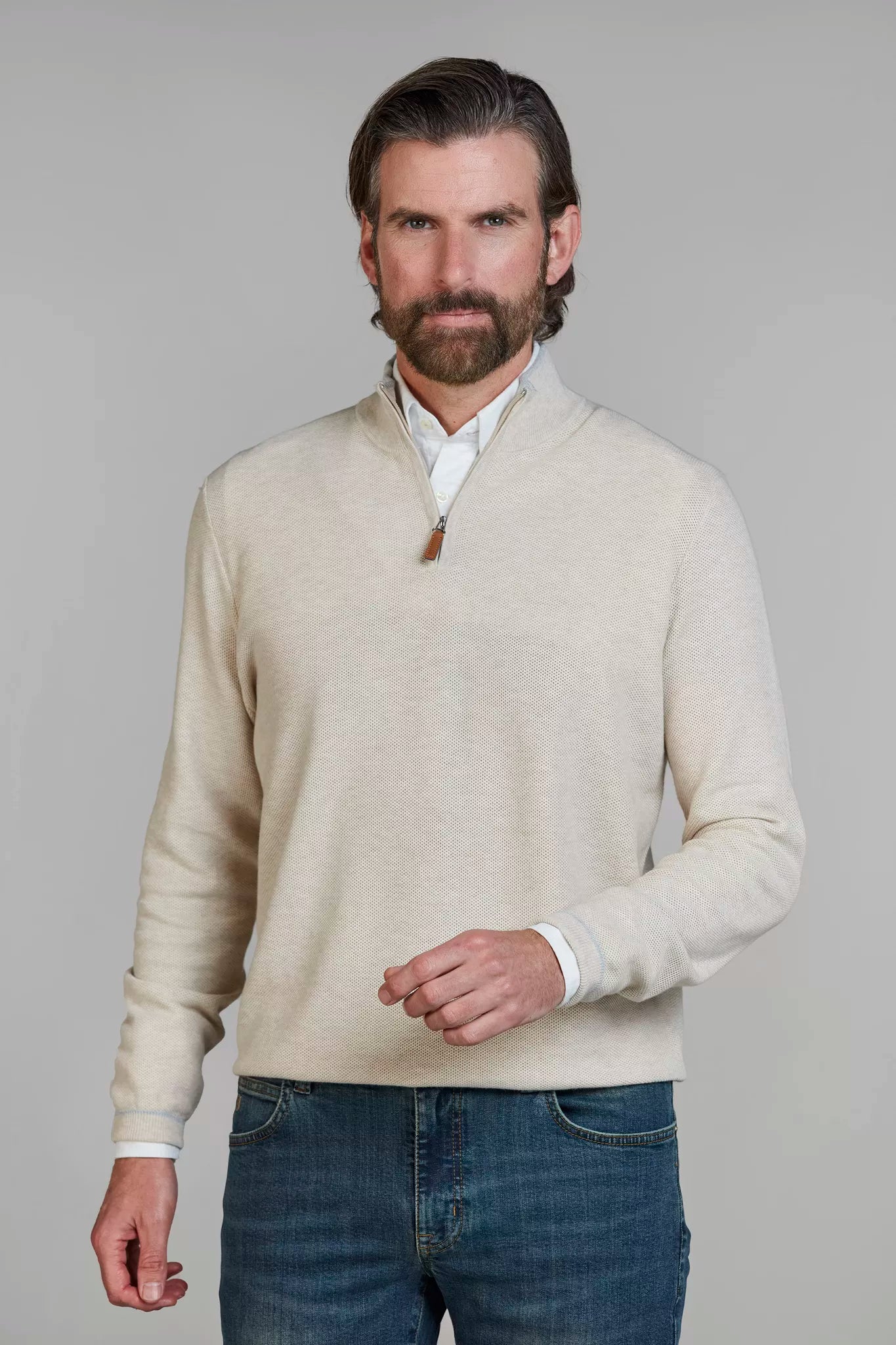 Hansen & Jacob Tröja Half Zip Structure Knit