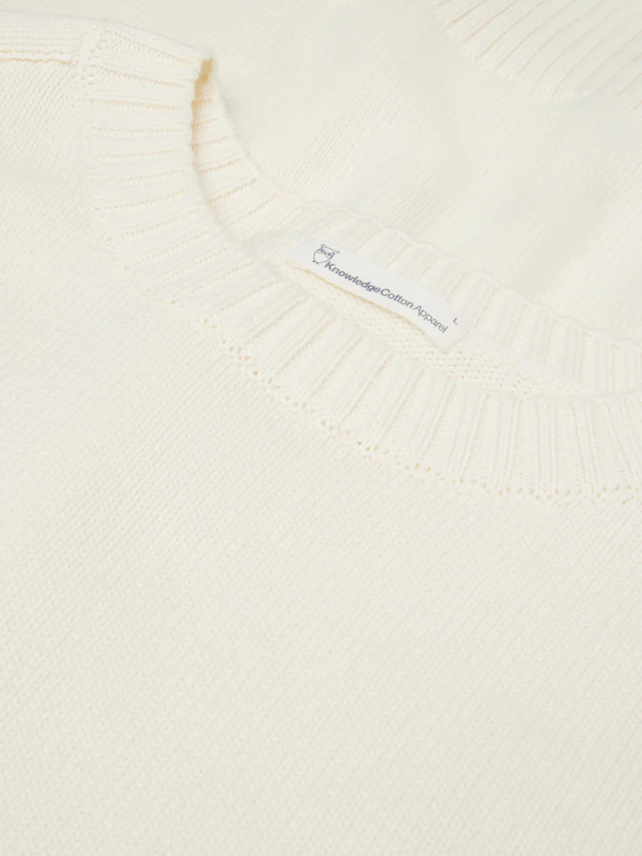 Knowledge Cotton Apparel Tröja Plain Knitted Crew Neck