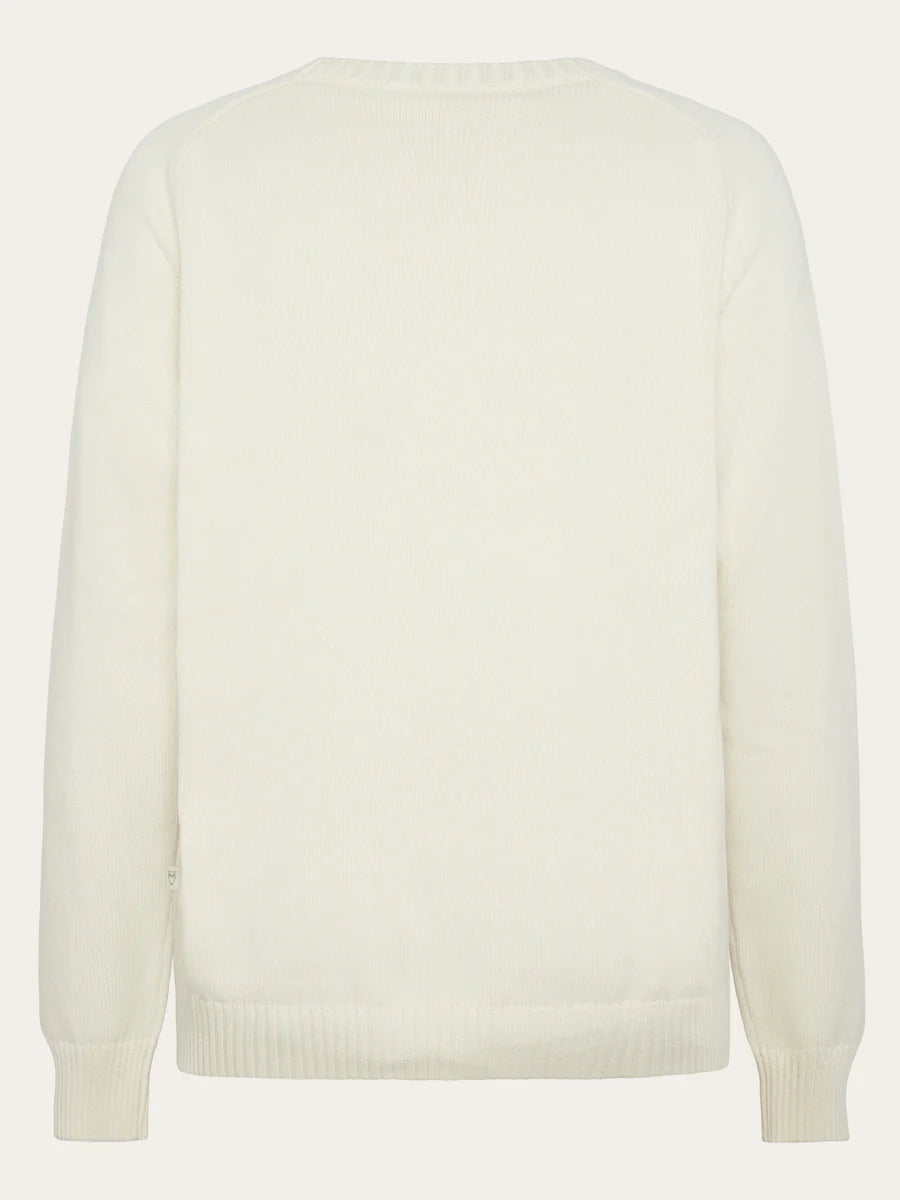 Knowledge Cotton Apparel Tröja Plain Knitted Crew Neck