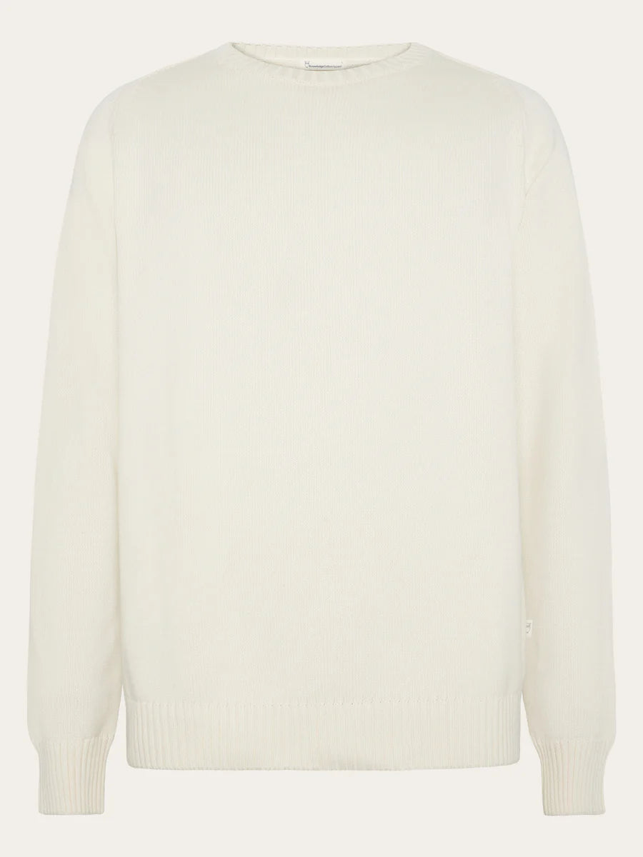 Knowledge Cotton Apparel Tröja Plain Knitted Crew Neck