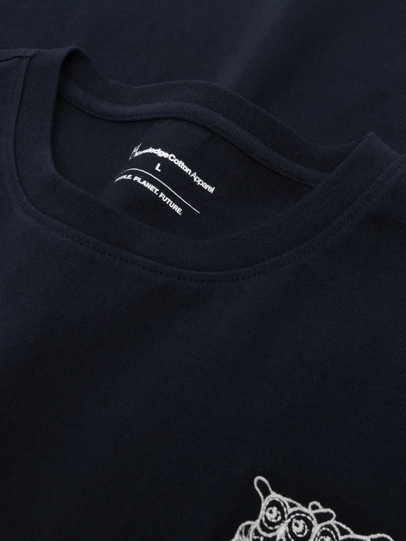 Knowledge Cotton Apparel T-shirt Chest Embroidery