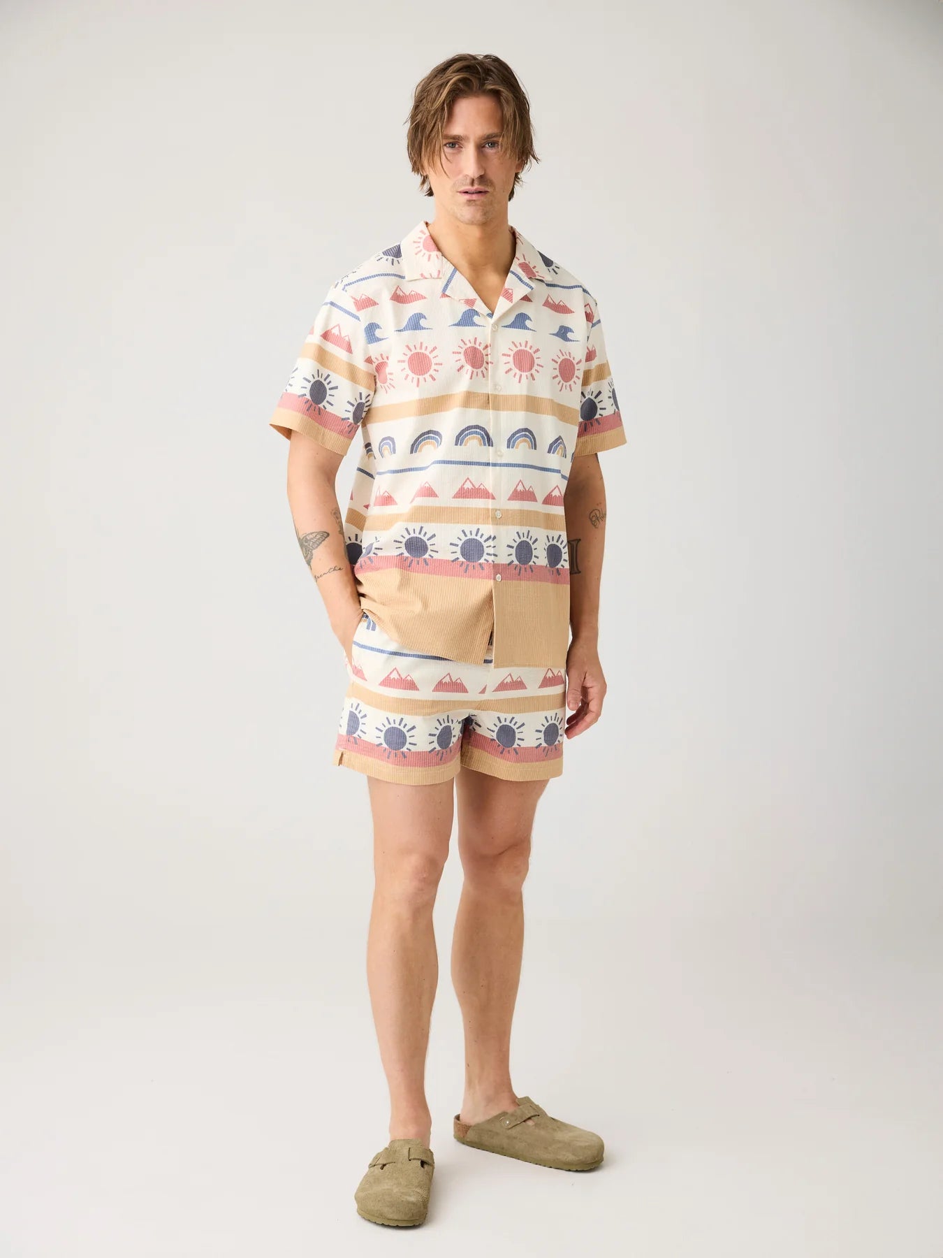 Knowledge Cotton Apparel Skjorta Box Fit SS AOP Seersucker