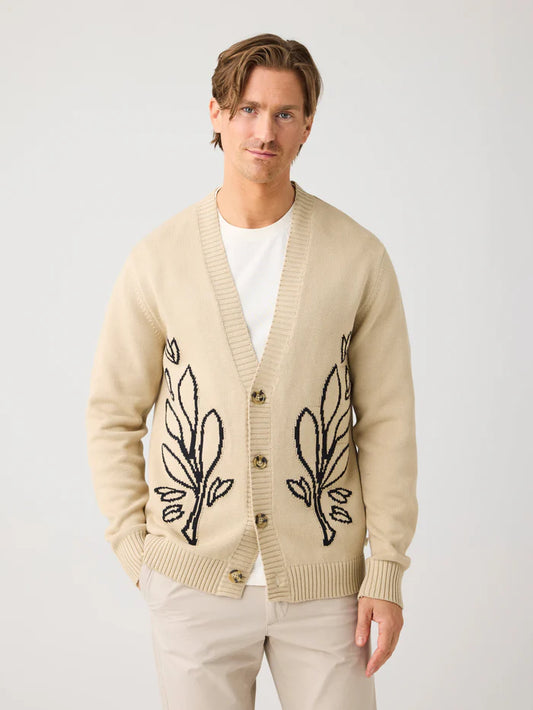 Knowledge Cotton Apparel Cardigan SOS Jacquard Knitted