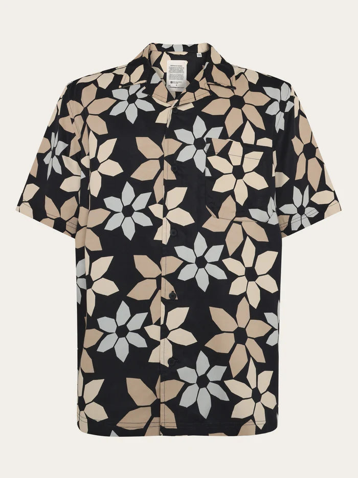 Knowledge Cotton Apparel Skjorta Wave Relaxed Tencel Print ss
