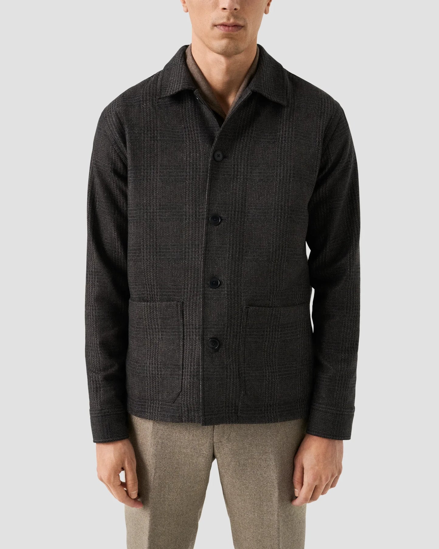 Eton Overshirt Check Wool Cashmere Chore