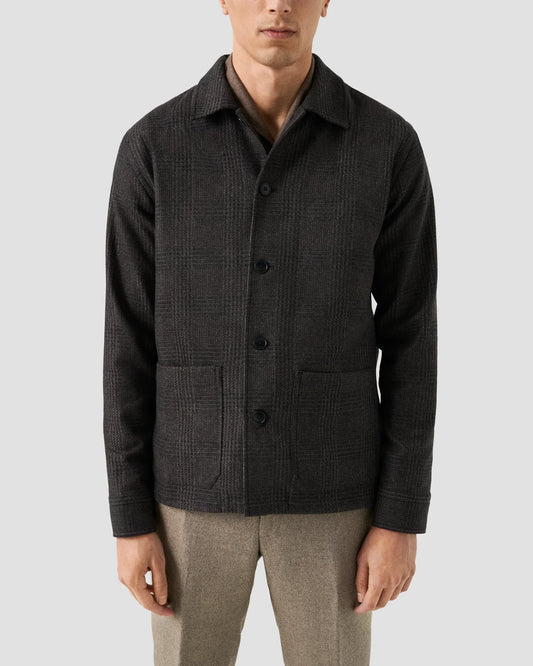 Eton Overshirt Check Wool Cashmere Chore