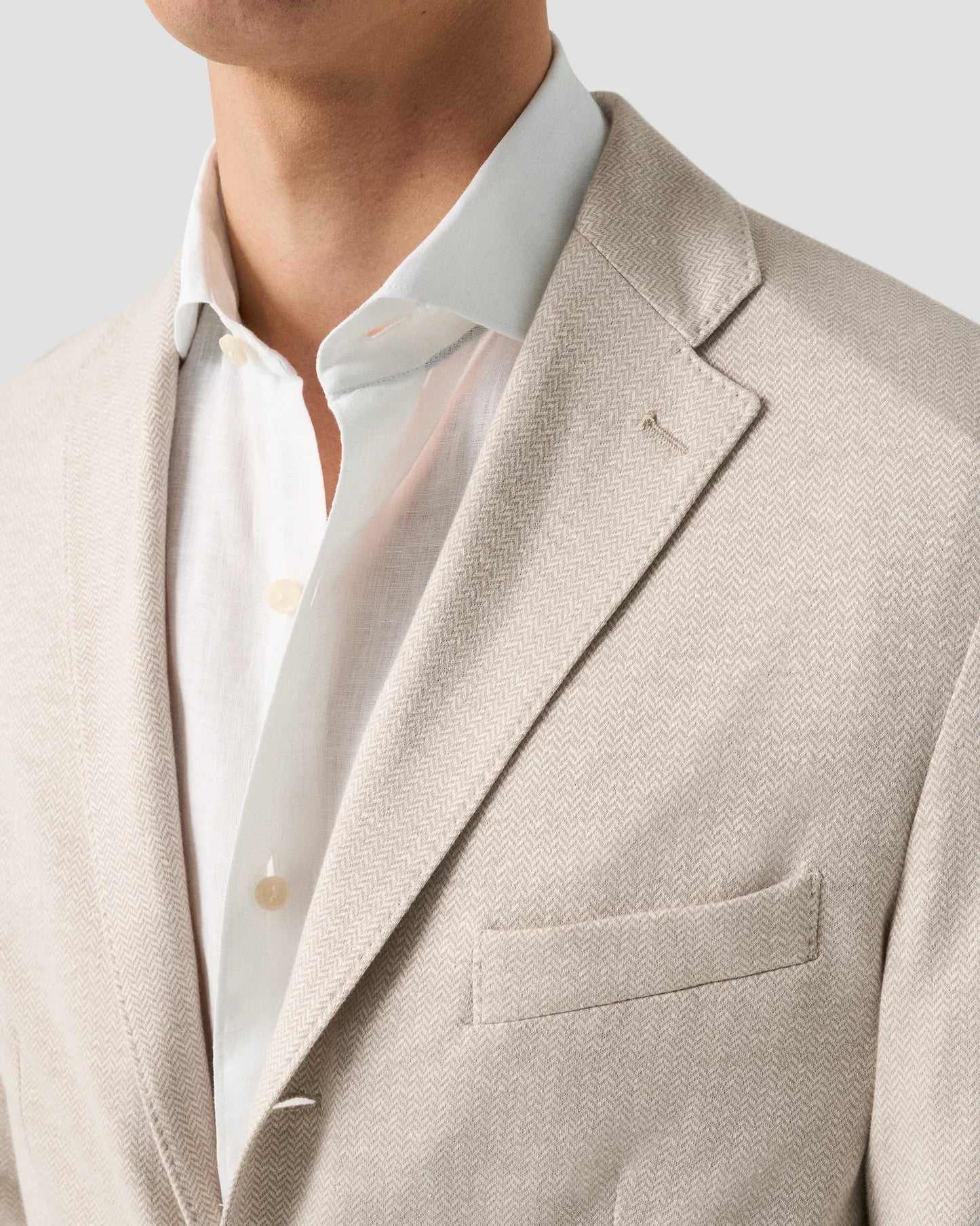 Eton Kavaj Herringbone Linen Jersey Soft