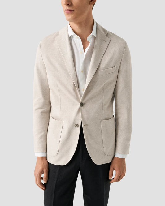 Eton Kavaj Herringbone Linen Jersey Soft