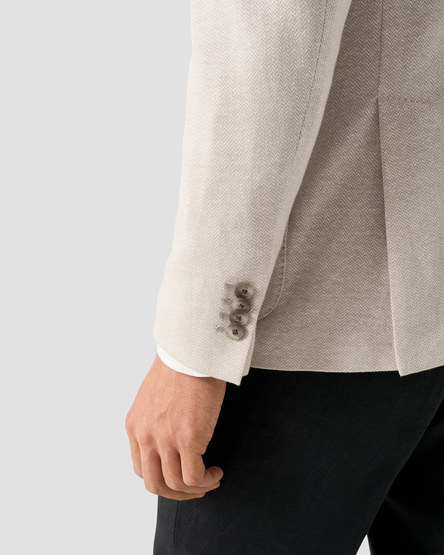 Eton Kavaj Herringbone Linen Jersey Soft