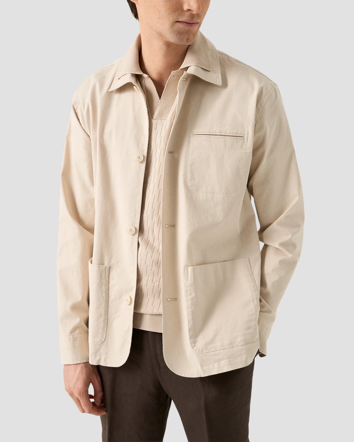 Eton Piké Jacquard Open Collar