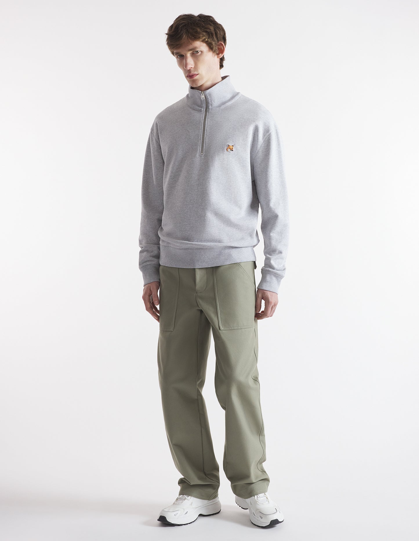 Maison Kitsuné Tröja Fox Head Patch Comfort Half Zip Sweat