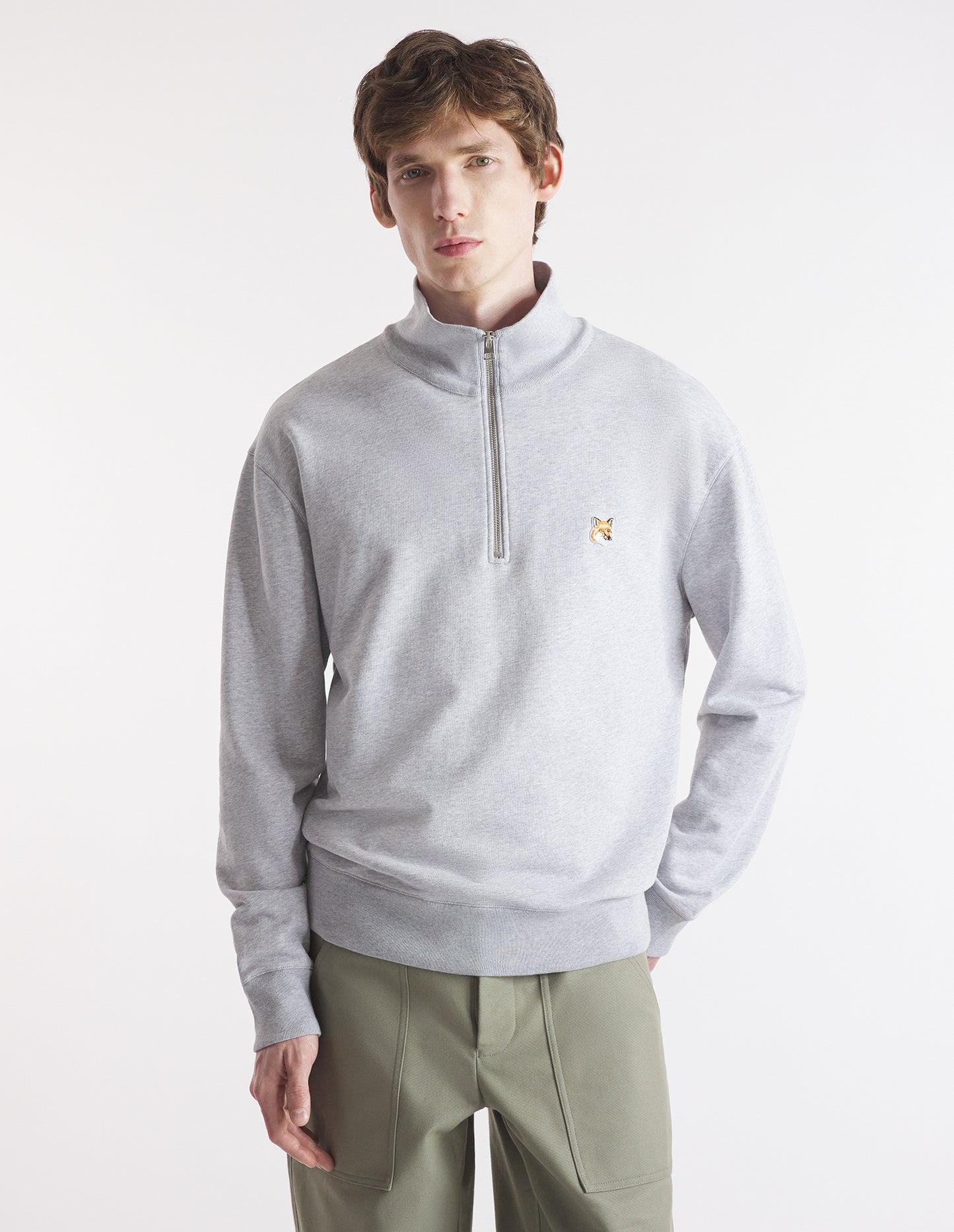 Maison Kitsuné Tröja Fox Head Patch Comfort Half Zip Sweat