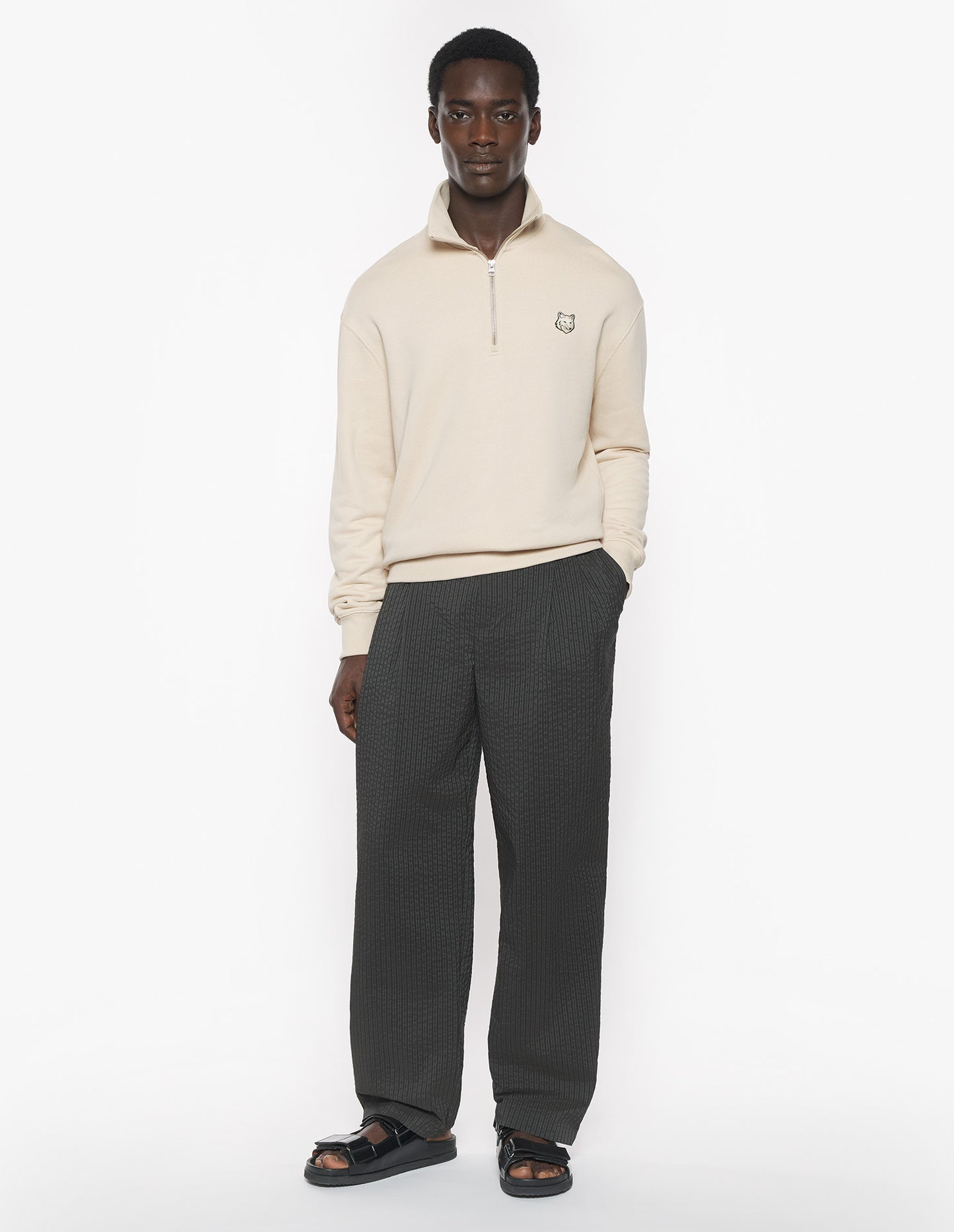 Maison Kitsuné Bold Tröja Fox Head Patch Comfort Half Zipped