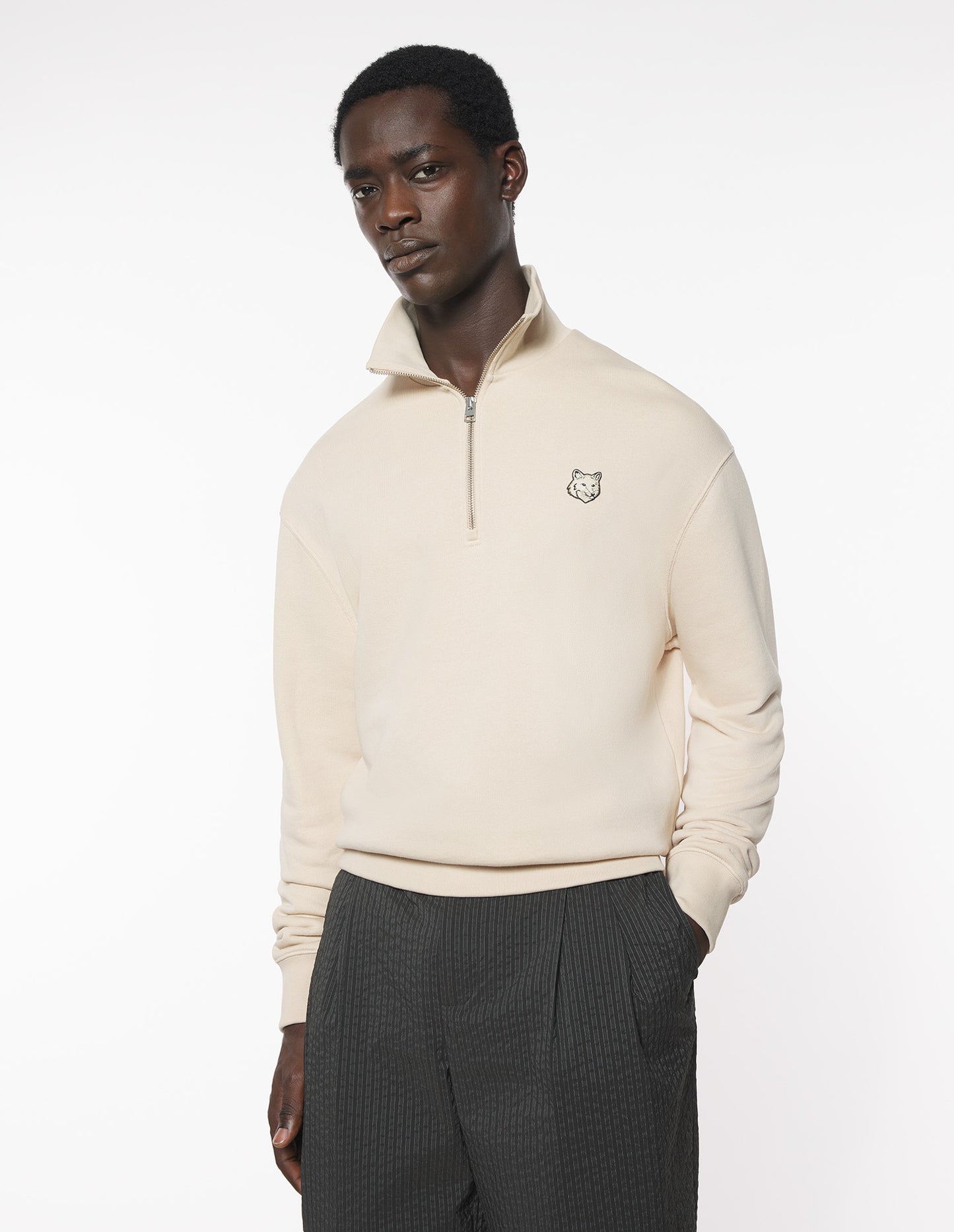 Maison Kitsuné Bold Tröja Fox Head Patch Comfort Half Zipped