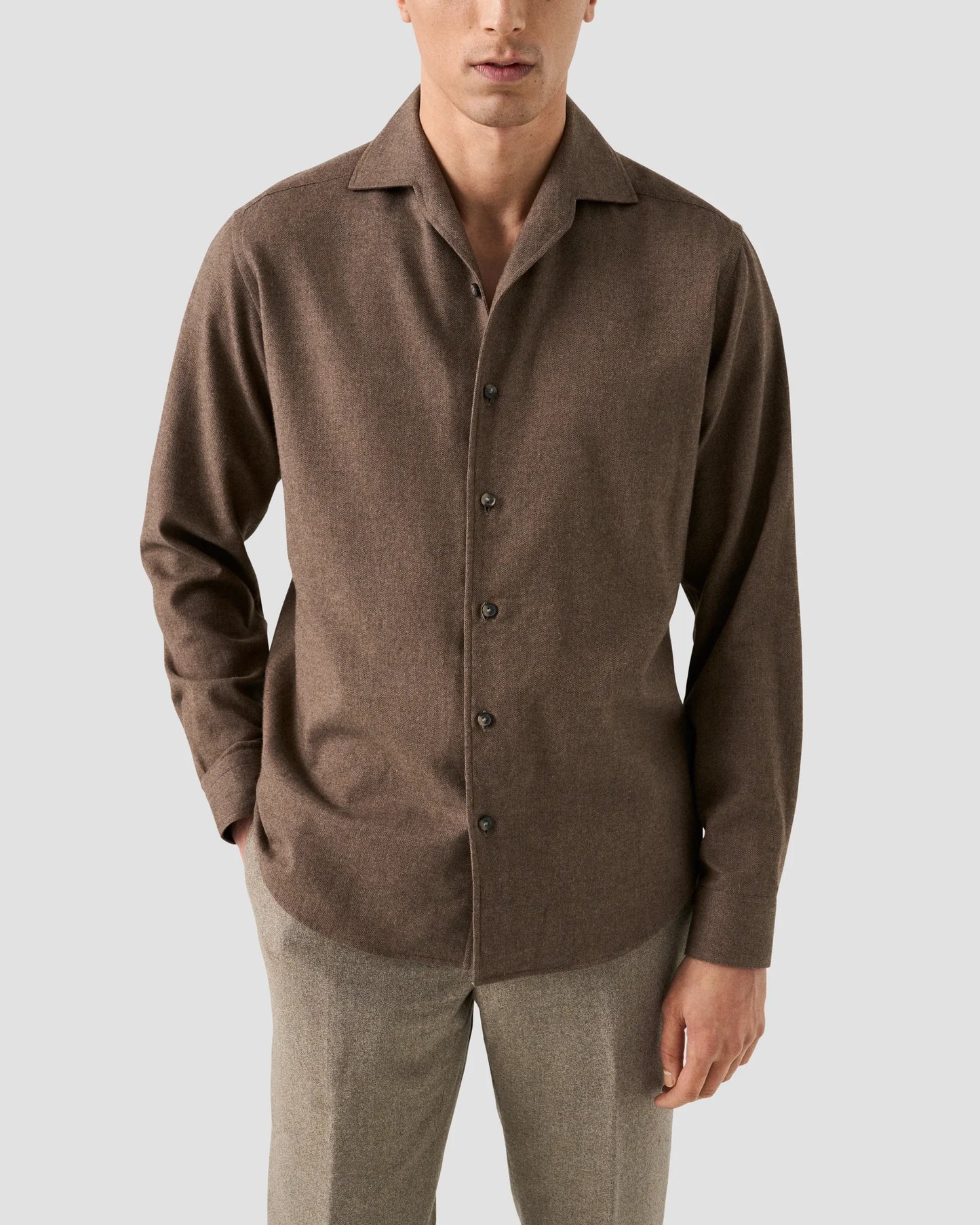 Eton Skjorta Solid Flannel