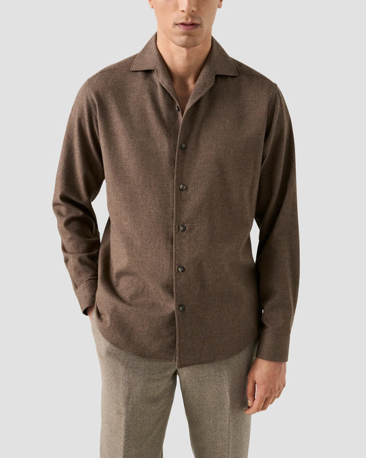 Eton Skjorta Solid Flannel